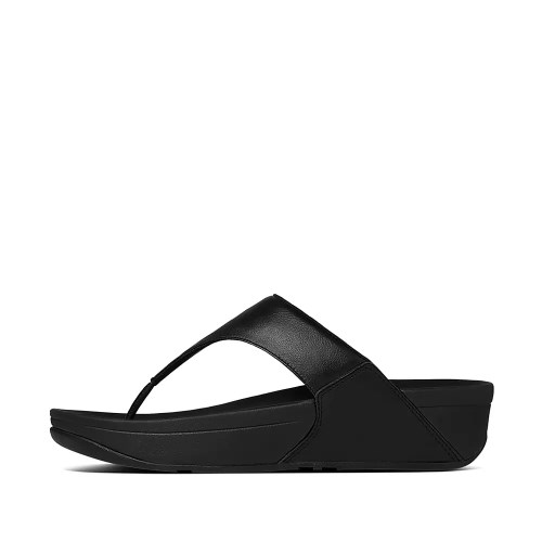 Fitflop LULU Lær Tå-Post Sandaler Dame Svarte | 971526-O