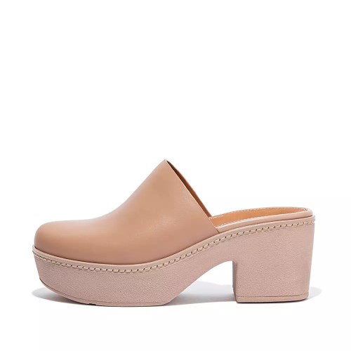 Fitflop PILAR Lær Platforms Mules Sko Dame Beige | 195832-Y