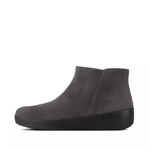 Fitflop SUMI Semsket Skinn Ankelstøvletter Dame Mørke Grå | 751890-N