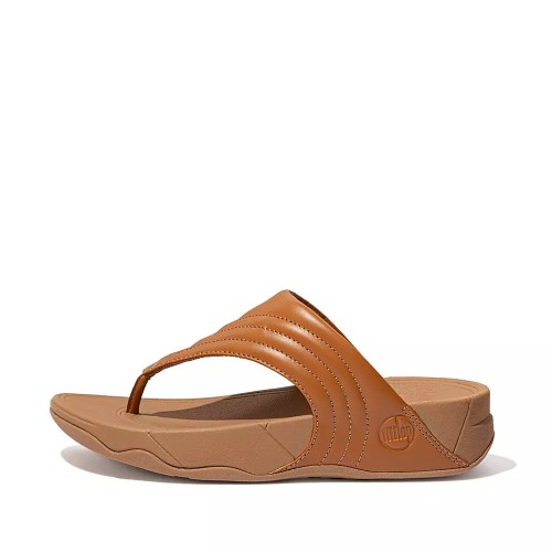 Fitflop WALKSTAR Lær Tå-Post Sandaler Dame Lyse Brune | 519206-N