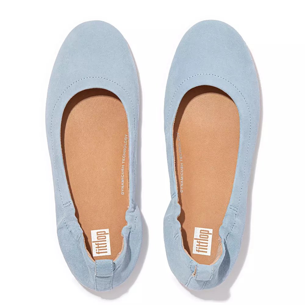 Fitflop ALLEGRO Semsket Skinn Ballerinasko Dame Lyse Blå | 078942-V