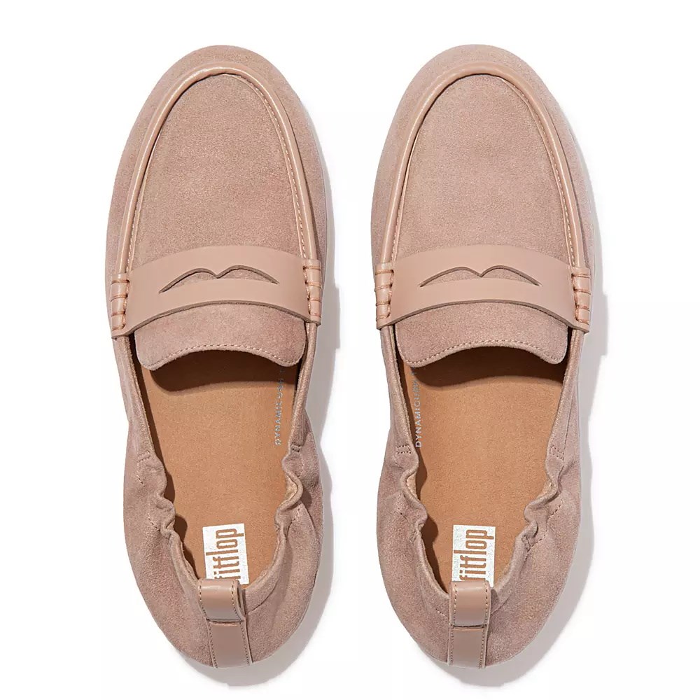 Fitflop ALLEGRO Semsket Skinn Penny Loafers Dame Beige | 283459-C