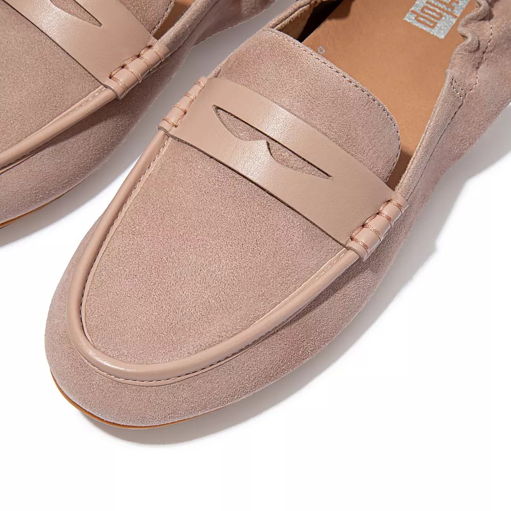 Fitflop ALLEGRO Semsket Skinn Penny Loafers Dame Beige | 283459-C