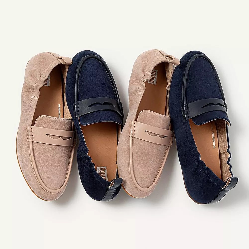 Fitflop ALLEGRO Semsket Skinn Penny Loafers Dame Beige | 283459-C