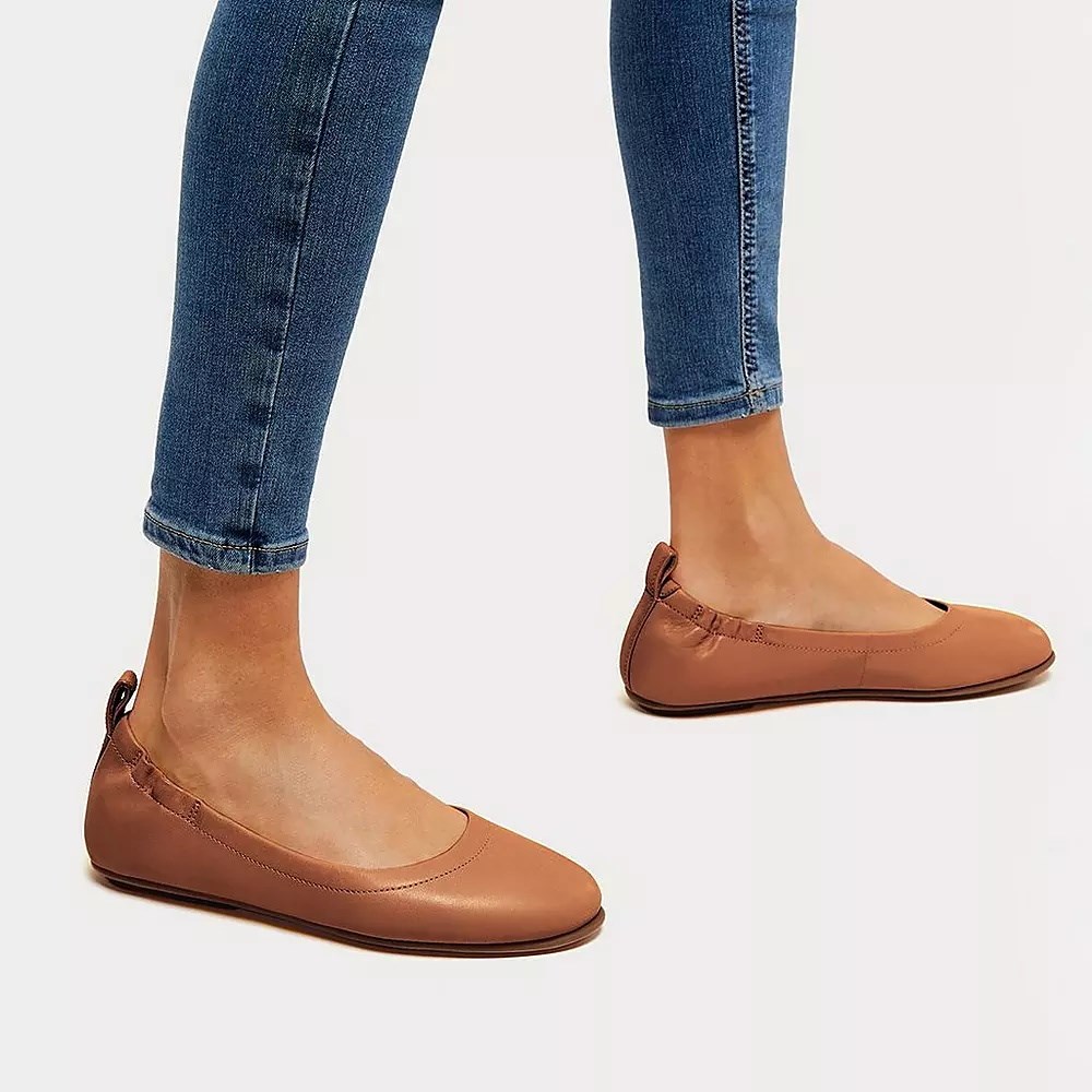 Fitflop ALLEGRO Soft Lær Ballerinasko Dame Lyse Brune | 247091-F