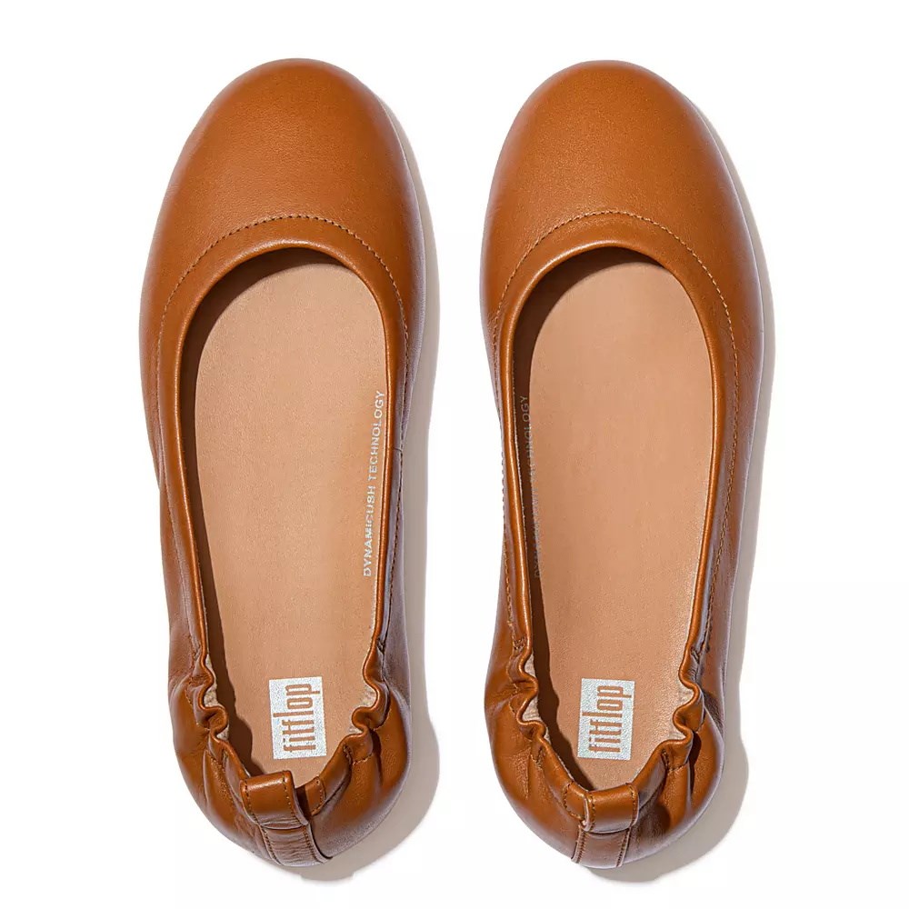 Fitflop ALLEGRO Soft Lær Ballerinasko Dame Lyse Brune | 247091-F