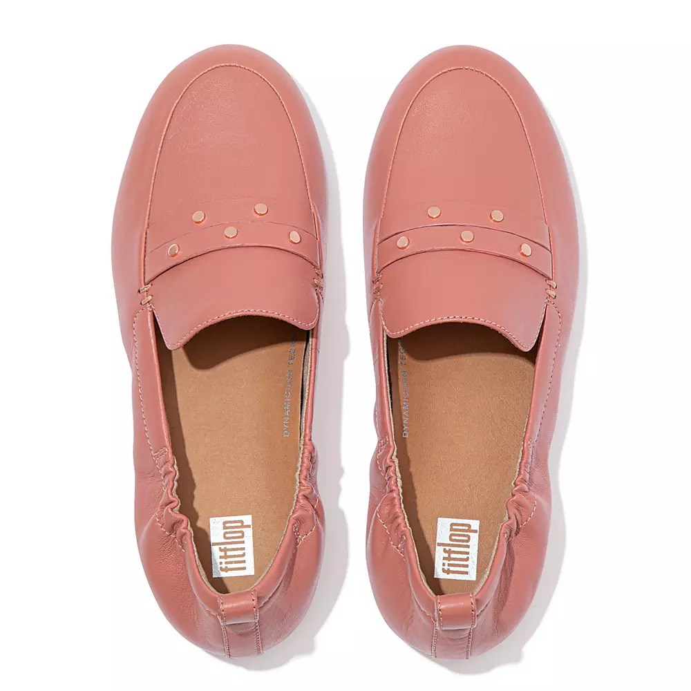 Fitflop ALLEGRO Studded Lær Loafers Dame Rosa | 106493-N