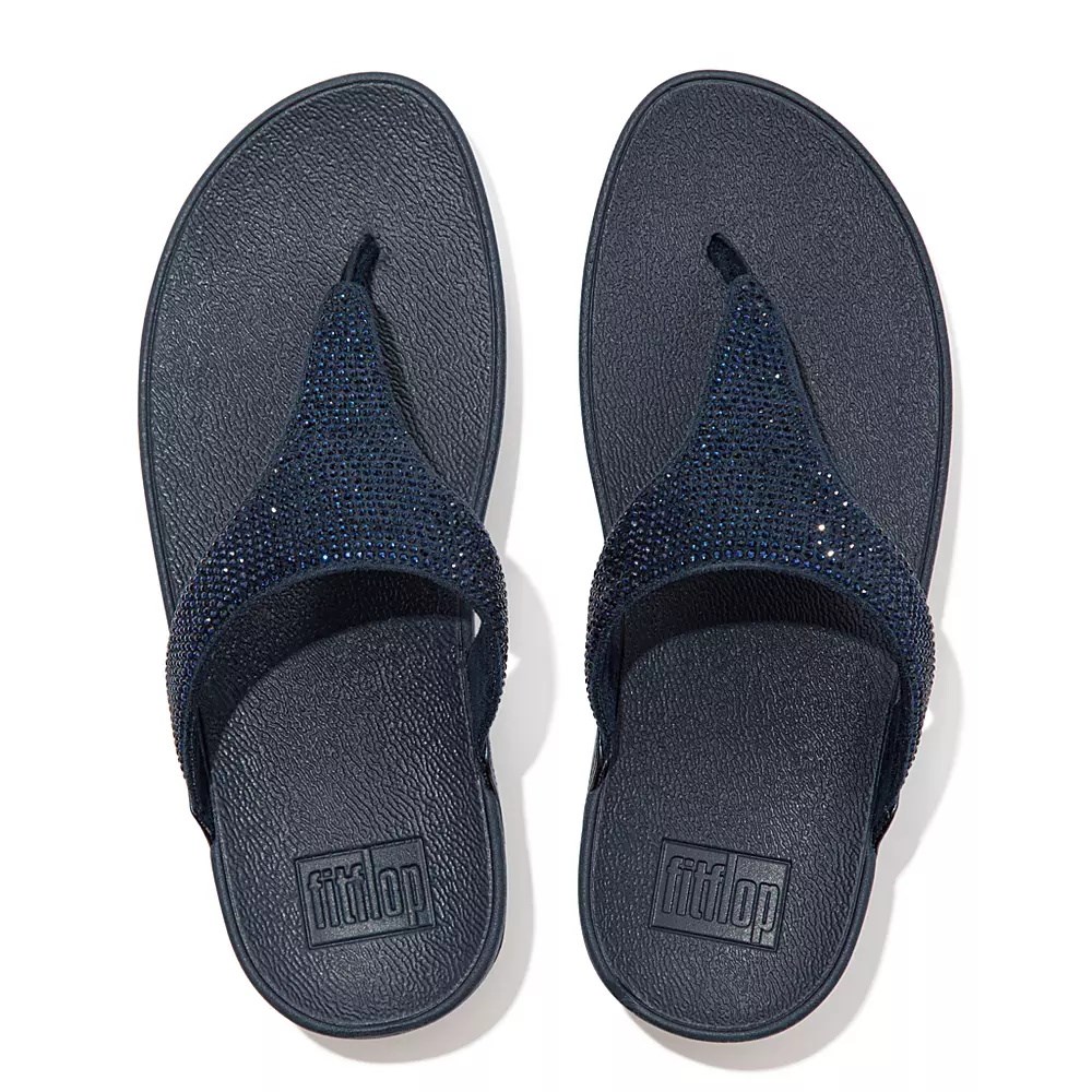 Fitflop LULU Crystal Tå-Post Sandaler Dame Marineblå | 971682-F
