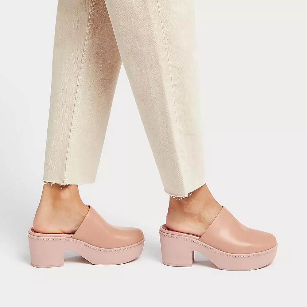 Fitflop PILAR Lær Platforms Mules Sko Dame Beige | 195832-Y