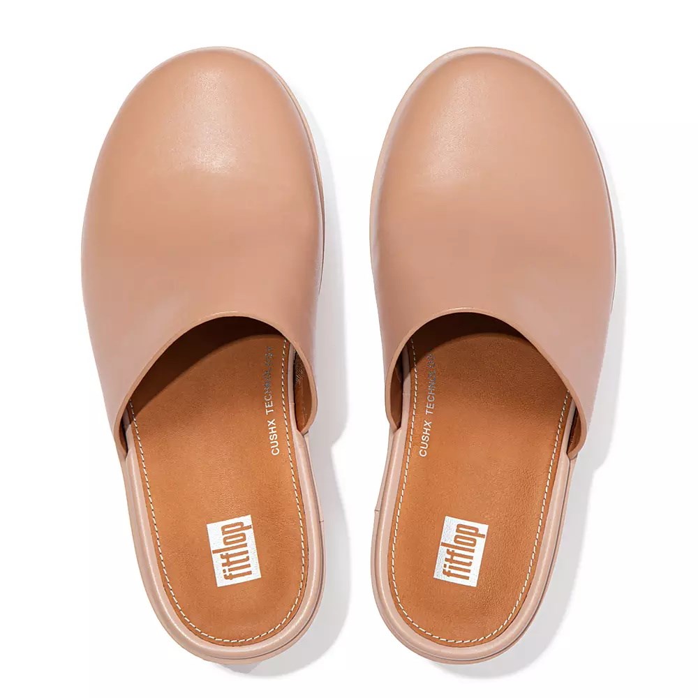 Fitflop PILAR Lær Platforms Mules Sko Dame Beige | 195832-Y