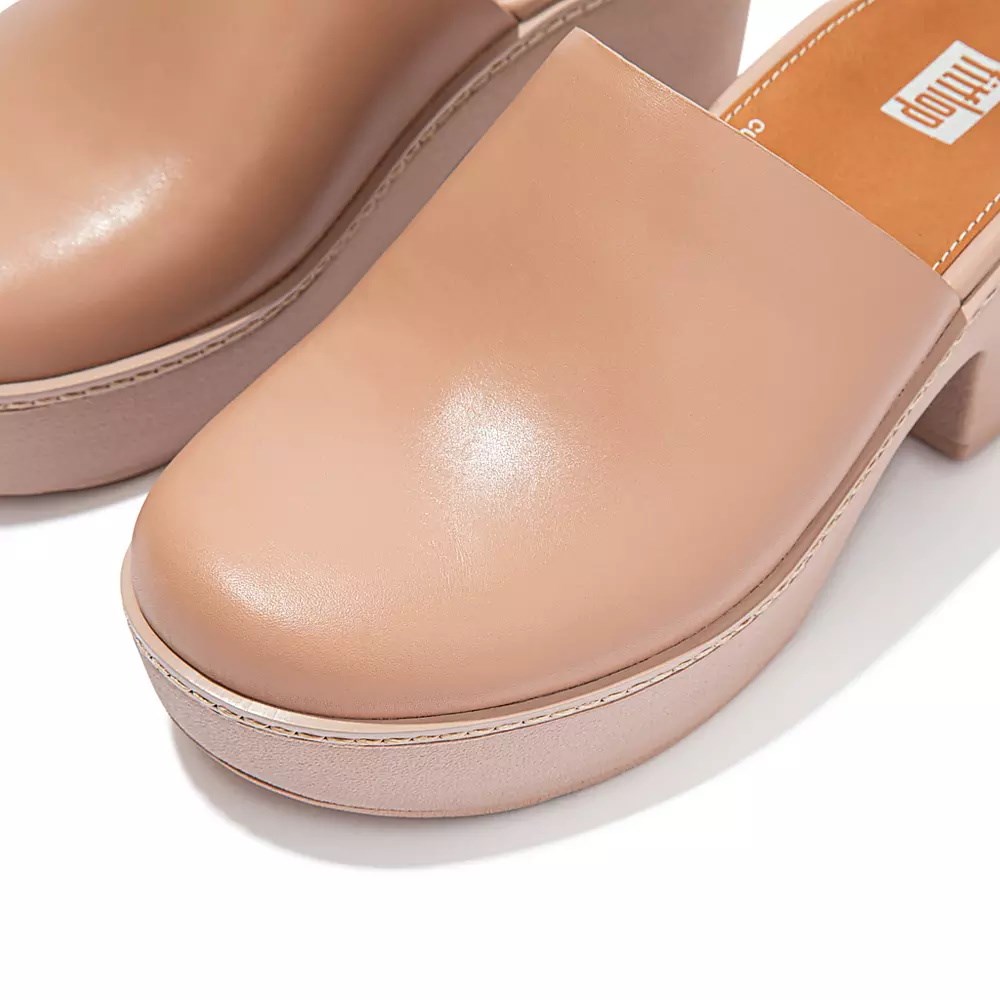 Fitflop PILAR Lær Platforms Mules Sko Dame Beige | 195832-Y