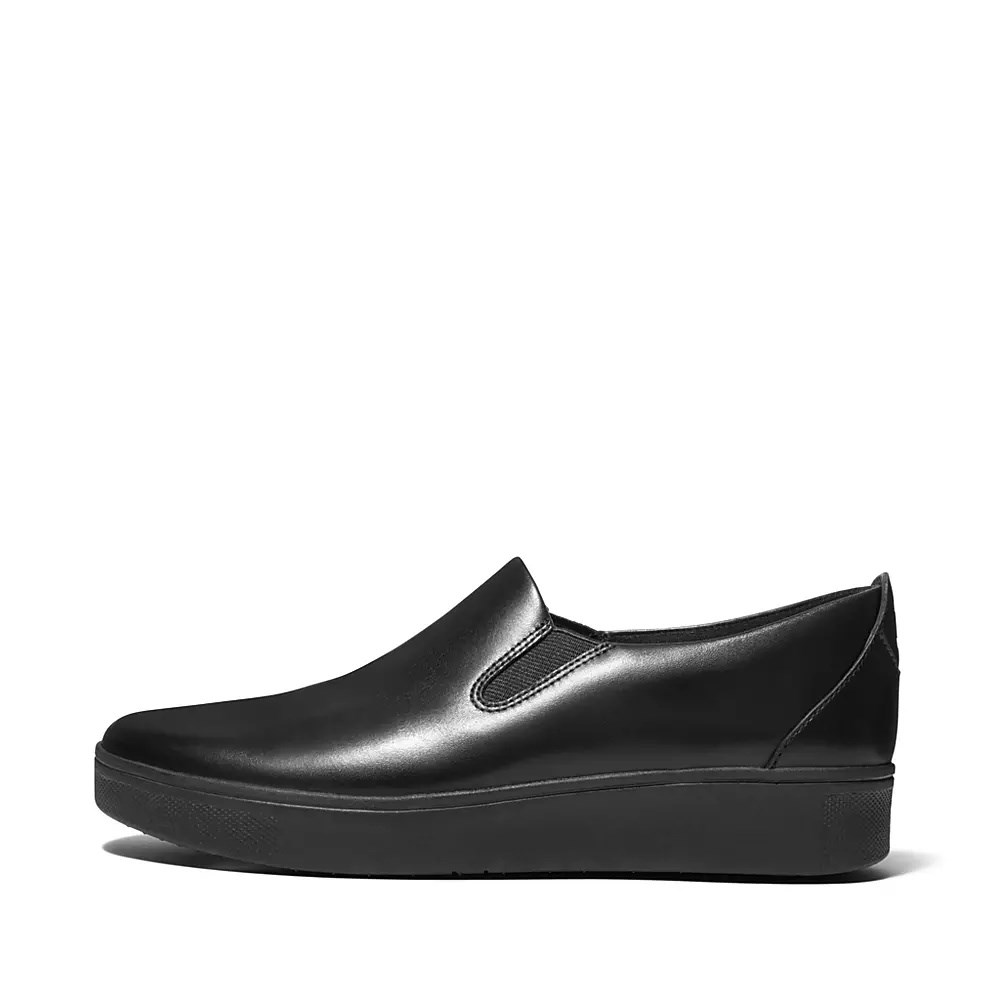 Fitflop RALLY Slip-On Lær Joggesko Dame Svarte | 624905-D