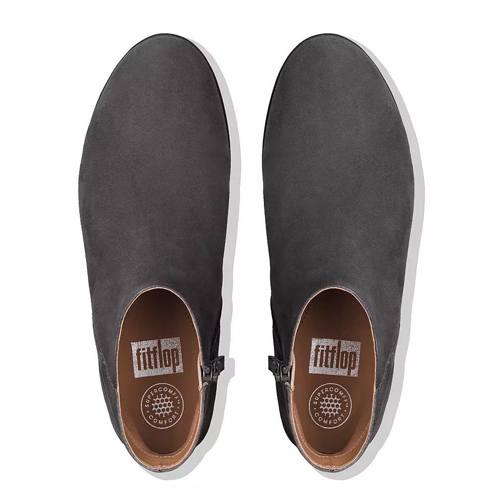 Fitflop SUMI Semsket Skinn Ankelstøvletter Dame Mørke Grå | 751890-N