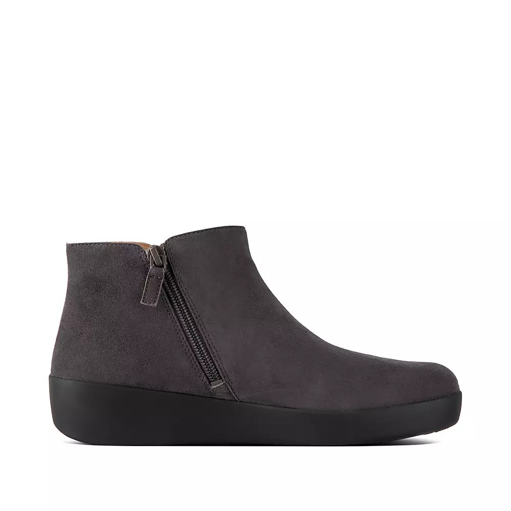Fitflop SUMI Semsket Skinn Ankelstøvletter Dame Mørke Grå | 751890-N
