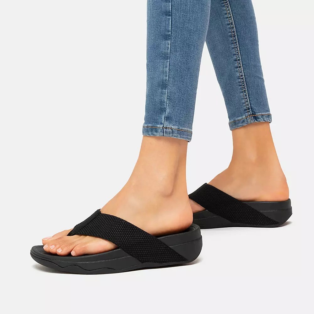 Fitflop SURFA Tå-Post Sandaler Dame Svarte | 950214-X