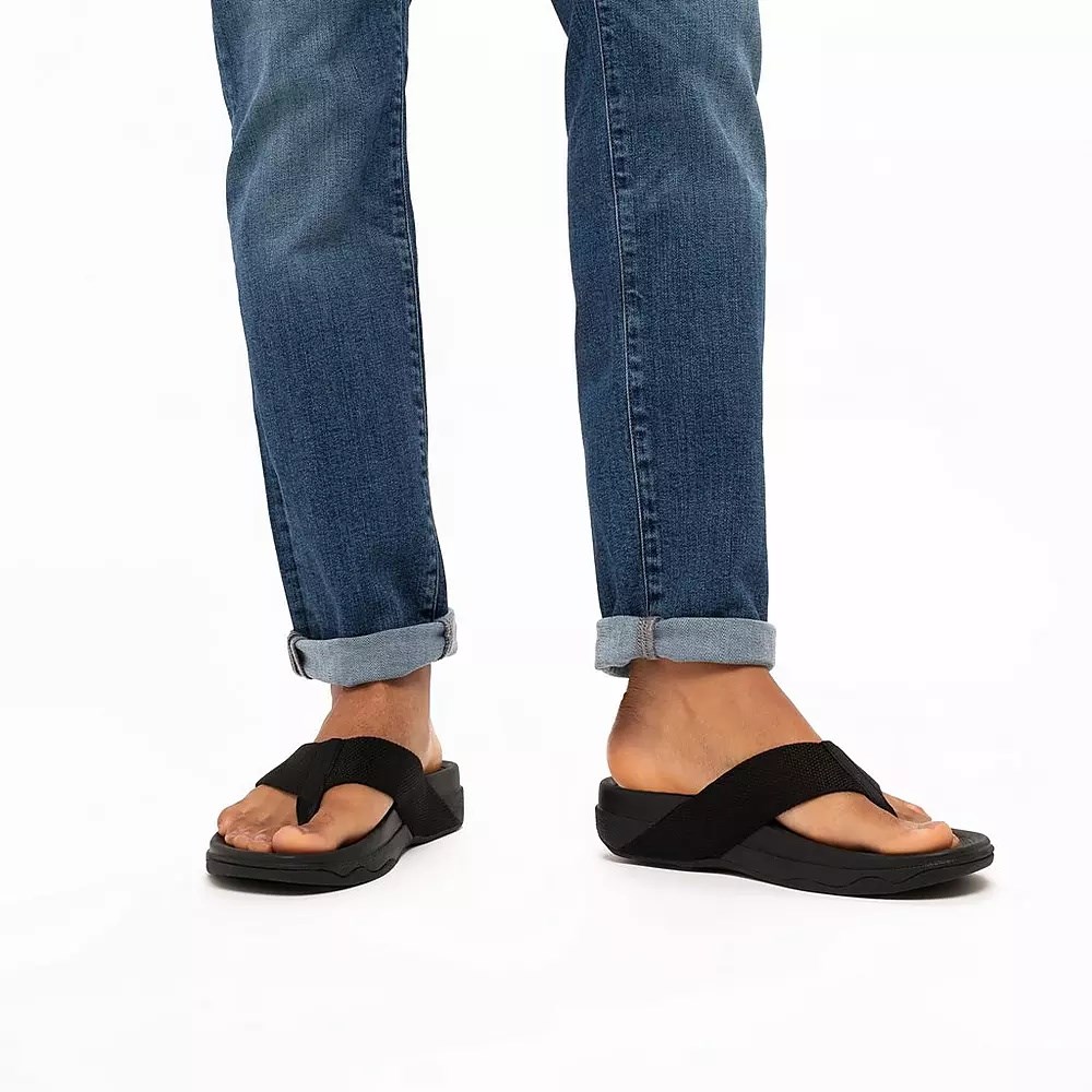 Fitflop SURFER Tå-Post Sandaler Herre Svarte | 860514-H